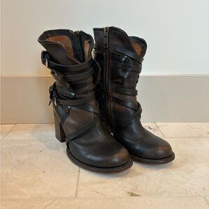 Freebird Black Leather Ankle Boots